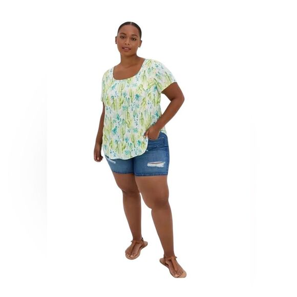 Torrid Abbey Georgette Button Back Blouse Cactus Print Womens Size 00 Medium - Picture 4 of 16